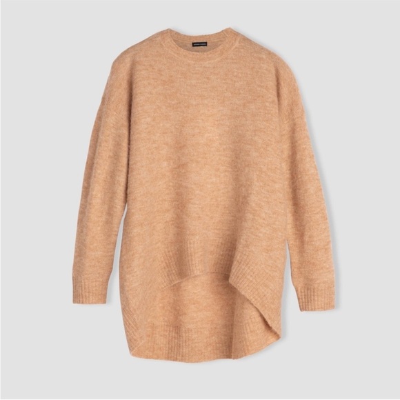 Universal Standard Melissa High Low Pullover Wool Mohair Knit Sweater Camel Tan - Picture 3 of 13